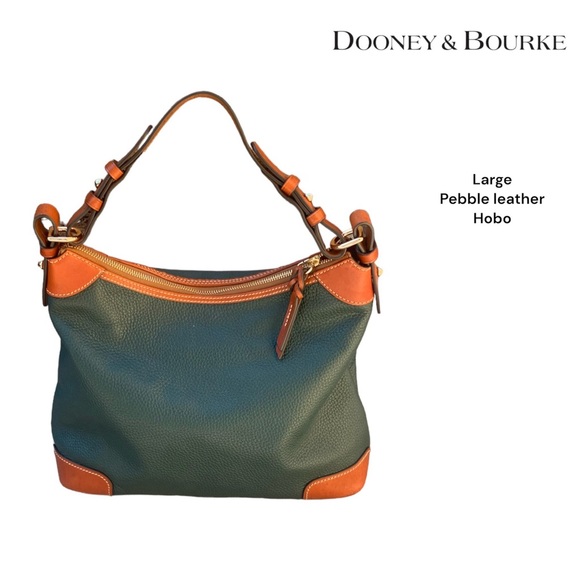 Dooney & Burke large pebble leather hobo shoulder bag purse Forest Green - Picture 4 of 13